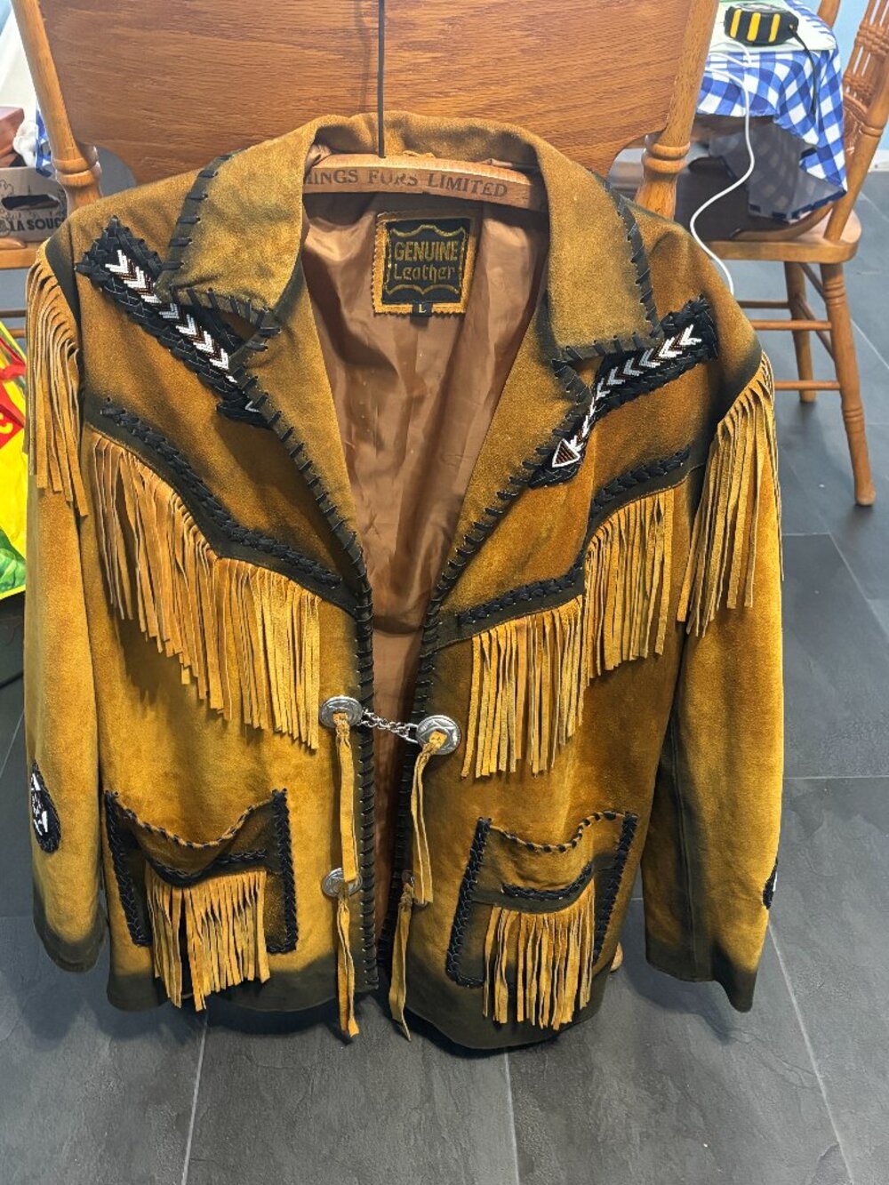 GENUINE LEATHER WESTERN JACKET WITH BEADWORK AND FRINGES